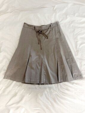 J. Crew Classic cotton A-line Skirt with satin ribbon tie belt - taupe - Size 2